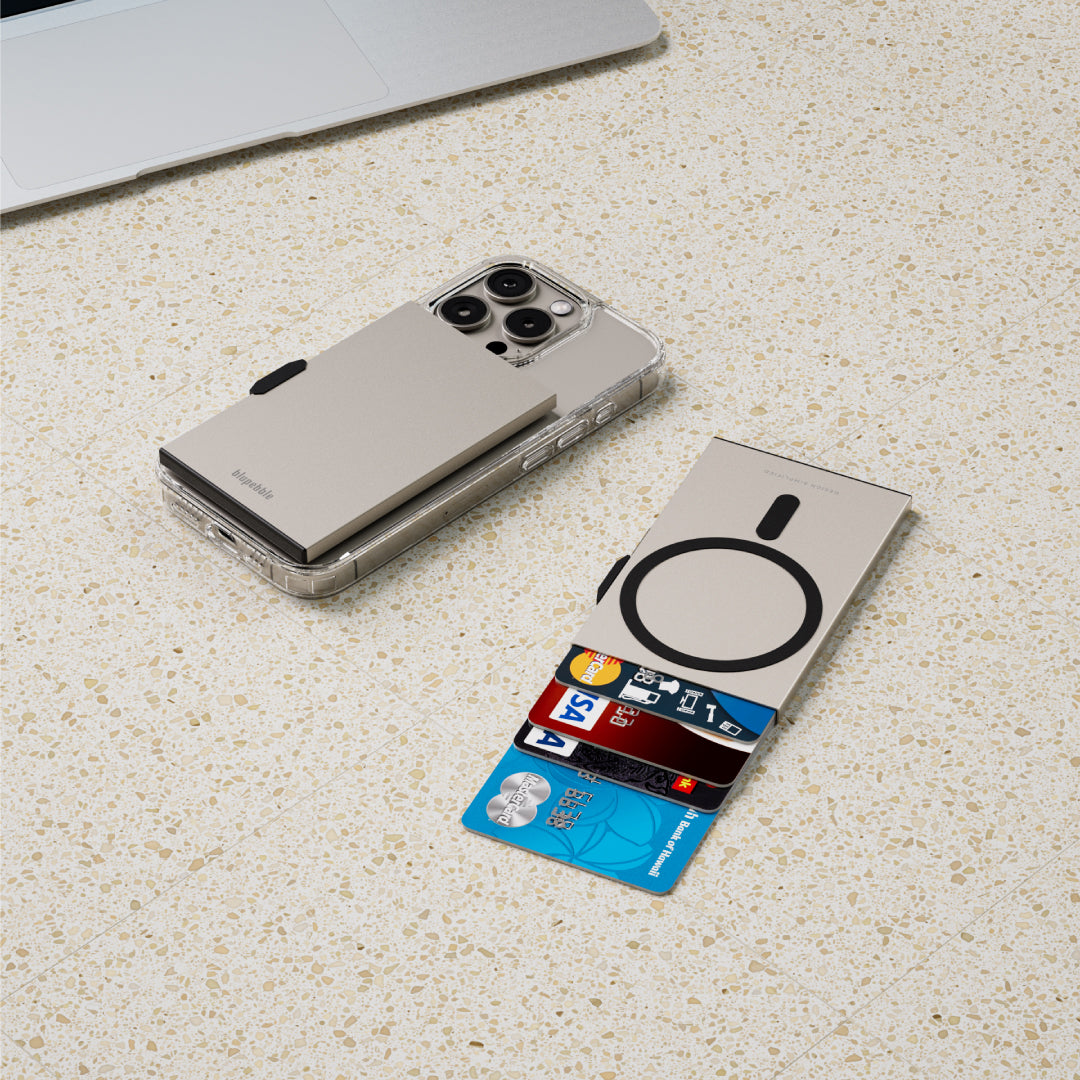 Blupebble 3-Card Standard Sized Magnetic Card Holder with RFID Protection, Titanium