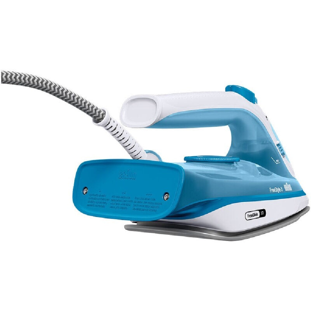 Braun FreeStyle 3 Steam Iron with 3D FreeGlide Technology, SuperCeramic Sole, Ultimate FastClean, Automatic Shut-Off, Tank 270 ml, 2400 W Iron FI 3144 Blue
