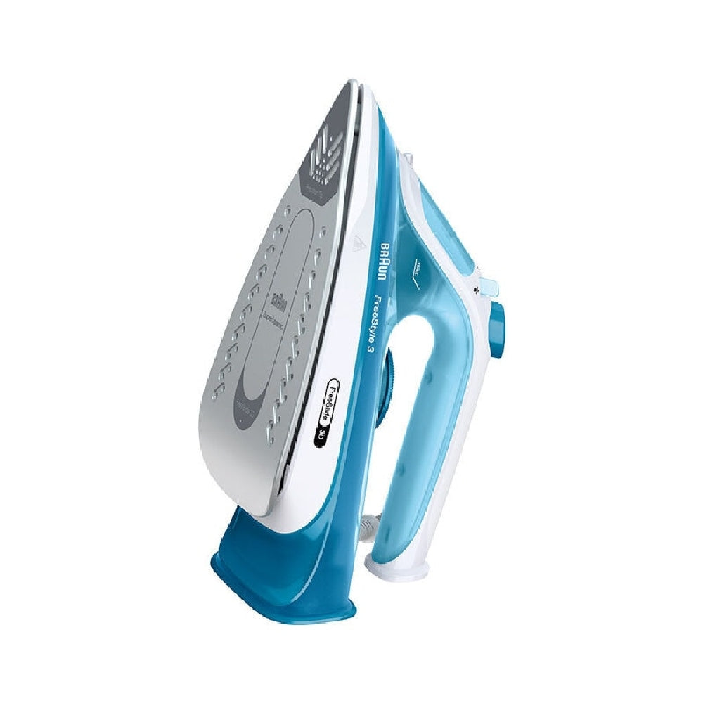 Braun FreeStyle 3 Steam Iron with 3D FreeGlide Technology, SuperCeramic Sole, Ultimate FastClean, Automatic Shut-Off, Tank 270 ml, 2400 W Iron FI 3144 Blue